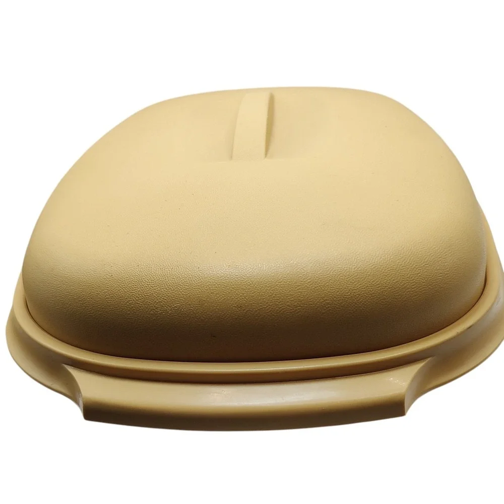 Vintage Tupperware Steamer Microwave Harvest Gold Oval‎ Two Piece NO STEAMER SEE